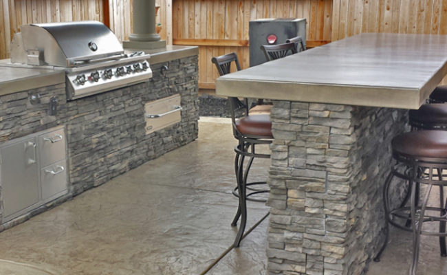 Outdoor Kitchen Concrete Countertops, How To Pour In Place Outdoor Concrete Countertops
